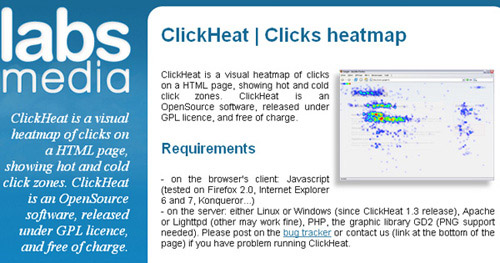 clickheat 25 Tools to Improve Your Websites Usability