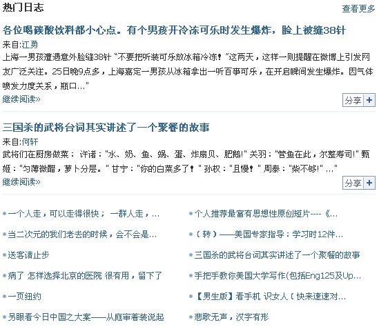 人人的热门日志分享