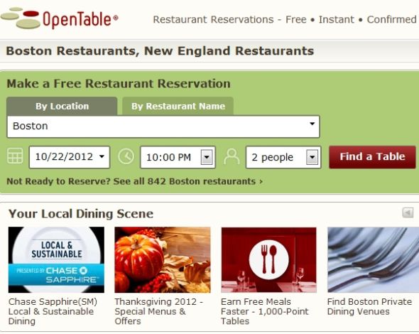 OpenTable是美国最大餐馆预订网站