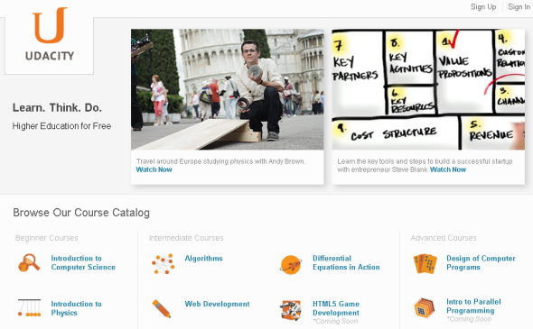 “在线大学”Udacity网站页面
