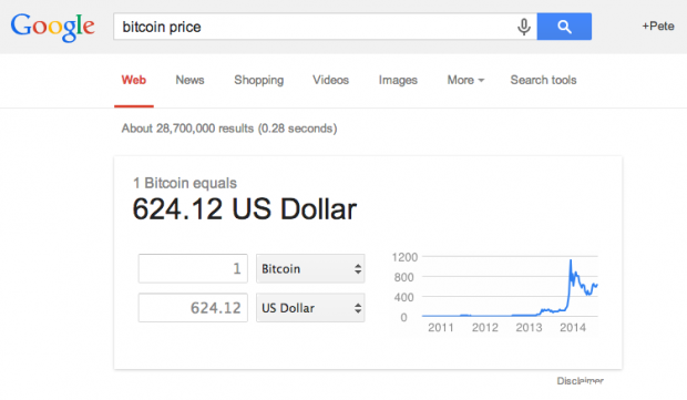 Google搜索开始支持比特币价格换算功能