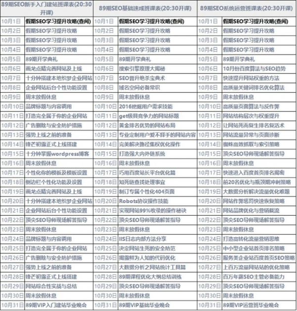 某seo培训机构课程