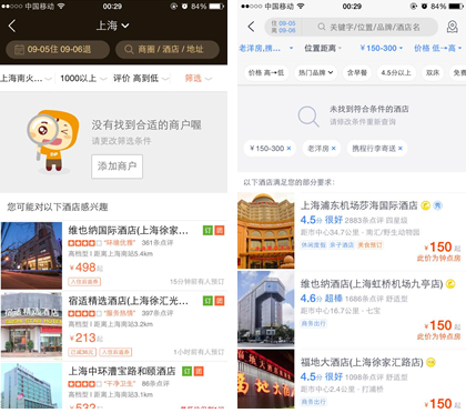 大众点评、携程旅行APP中酒店“筛选”功能对比分析