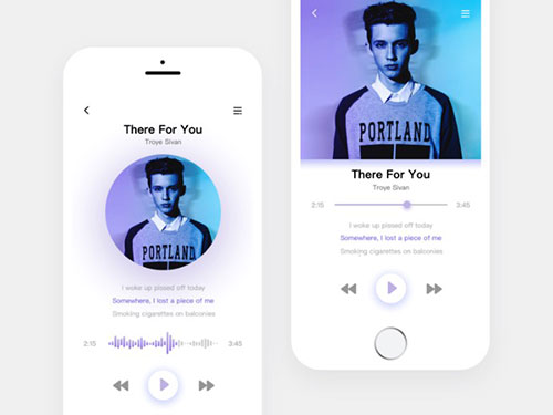 音乐APP UI设计：模糊大投影、无分隔线