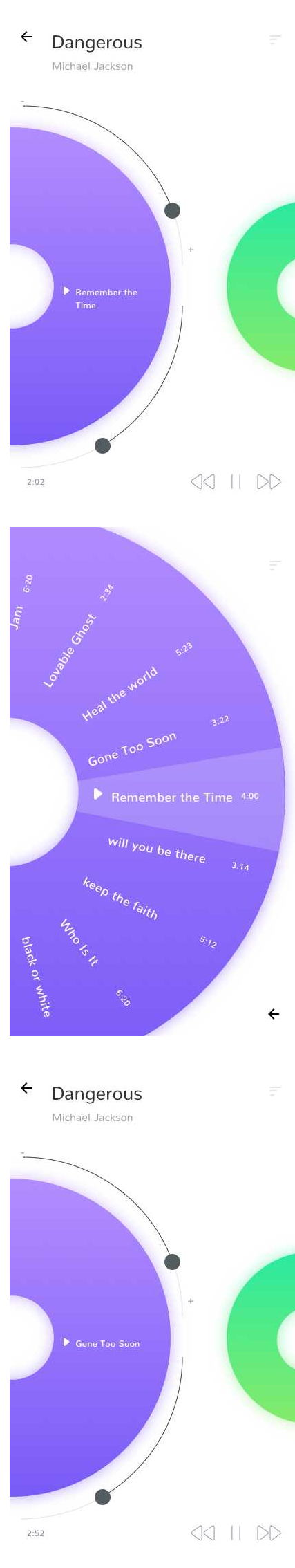 播放列表的环形交互界面设计