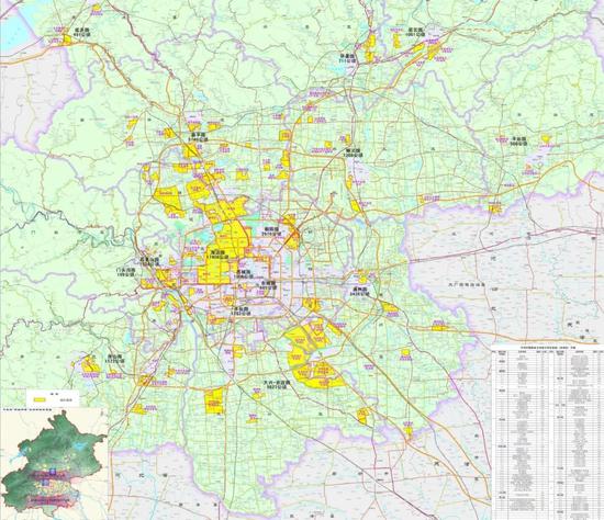 中关村十六园区范围(黄色区域)